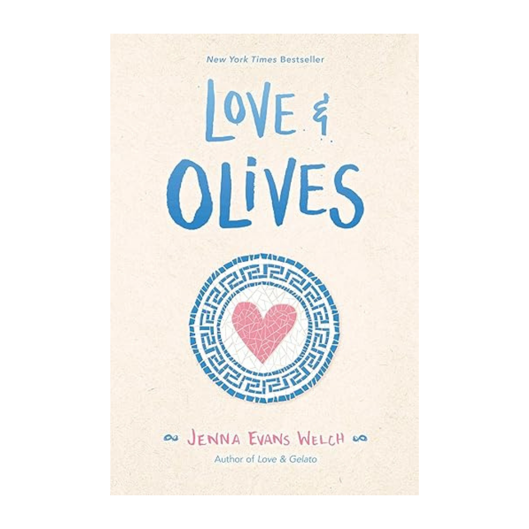 Cover of Love & Olives by Jenna Evans Welch – A YA romance novel set in Greece, available at BookWorld UAE.