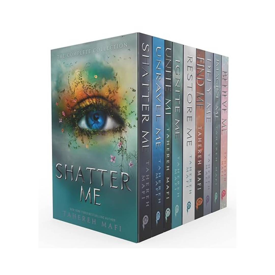 Shatter Me Series (Set of 9) by Tahereh Mafi – Complete dystopian fantasy box set with thrilling romance and action.