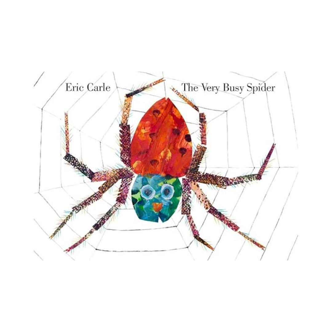 The Very Busy Spider by Eric Carle – board book for toddlers with vibrant, interactive illustrations of a busy spider weaving her web.