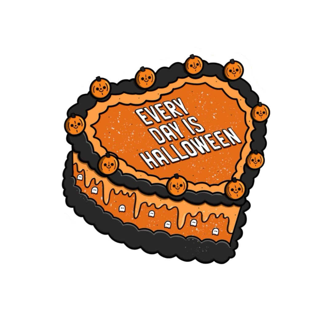 Halloween-themed decorative sign with 'Every Day is Halloween' text and pumpkin designs on an orange background.