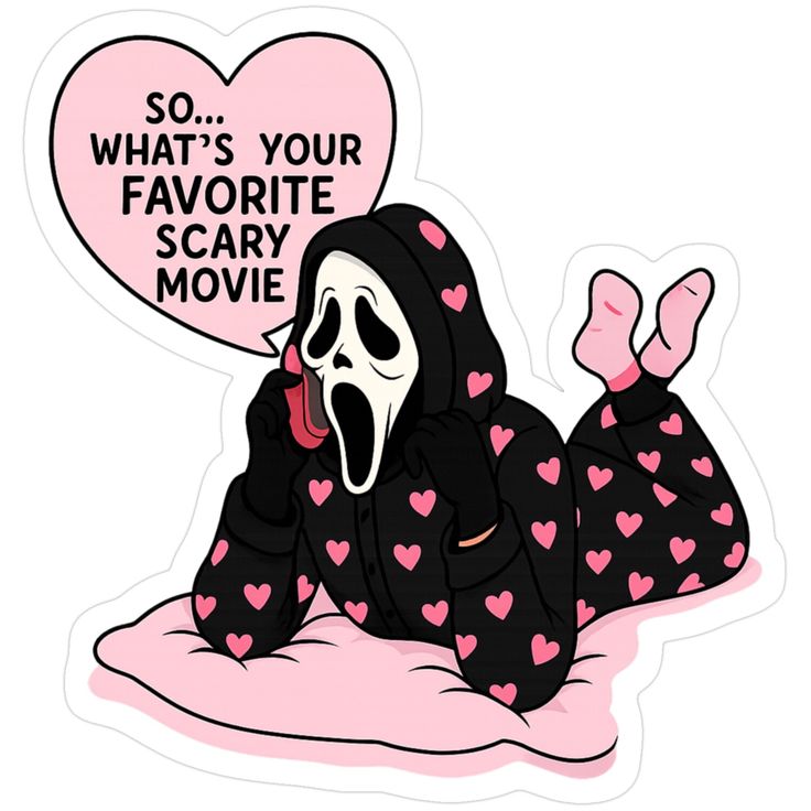 Ghostface Horror Sticker – “What’s Your Favorite Scary Movie”| Horror, Thriller, Scary Movie Sticker