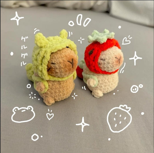 Crochet Capybara Couple | Valentines Keychain Duo