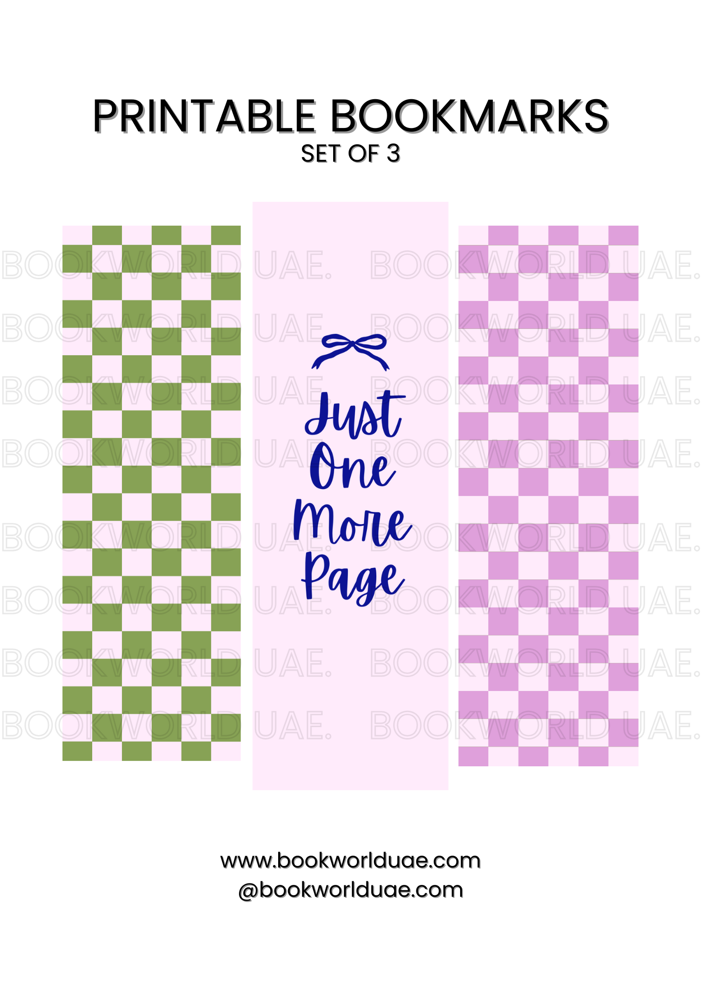 Just One More Page: Digital Printable Bookmark - Set of 3