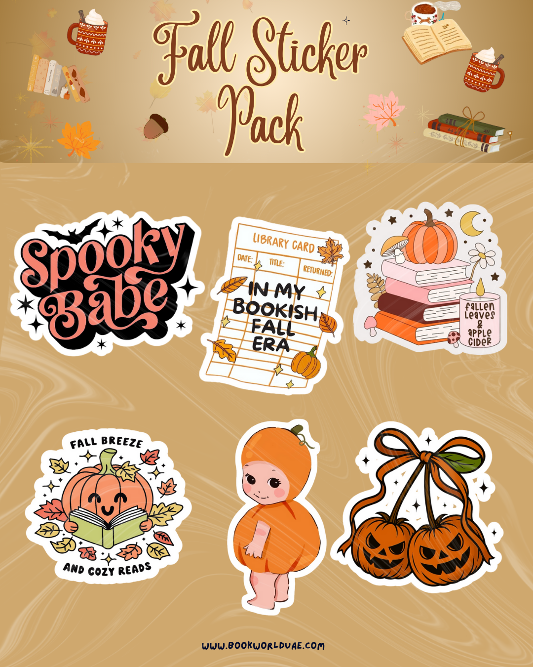 Fall Sticker Pack - Cozy Fall, Autumn Leaves, Pumpkins, Book Lovers, Books Fall, Cute Fall Stickers