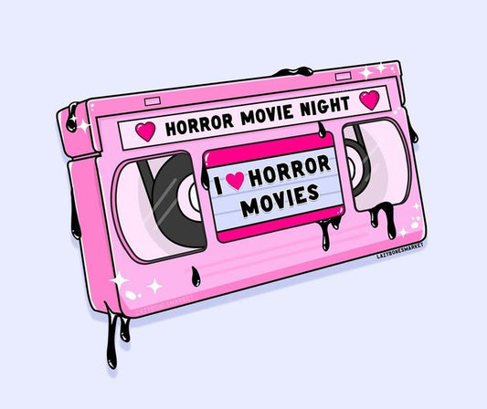 Horror VHS sticker [Pastel goth] - Cute Spooky Halloween Sticker for Book Lovers, Ghost & Bat Kawaii Vinyl Decal