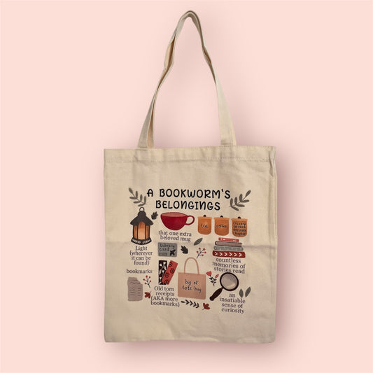 A Bookworm's Belongings Tote Bag | Bookish Accessories