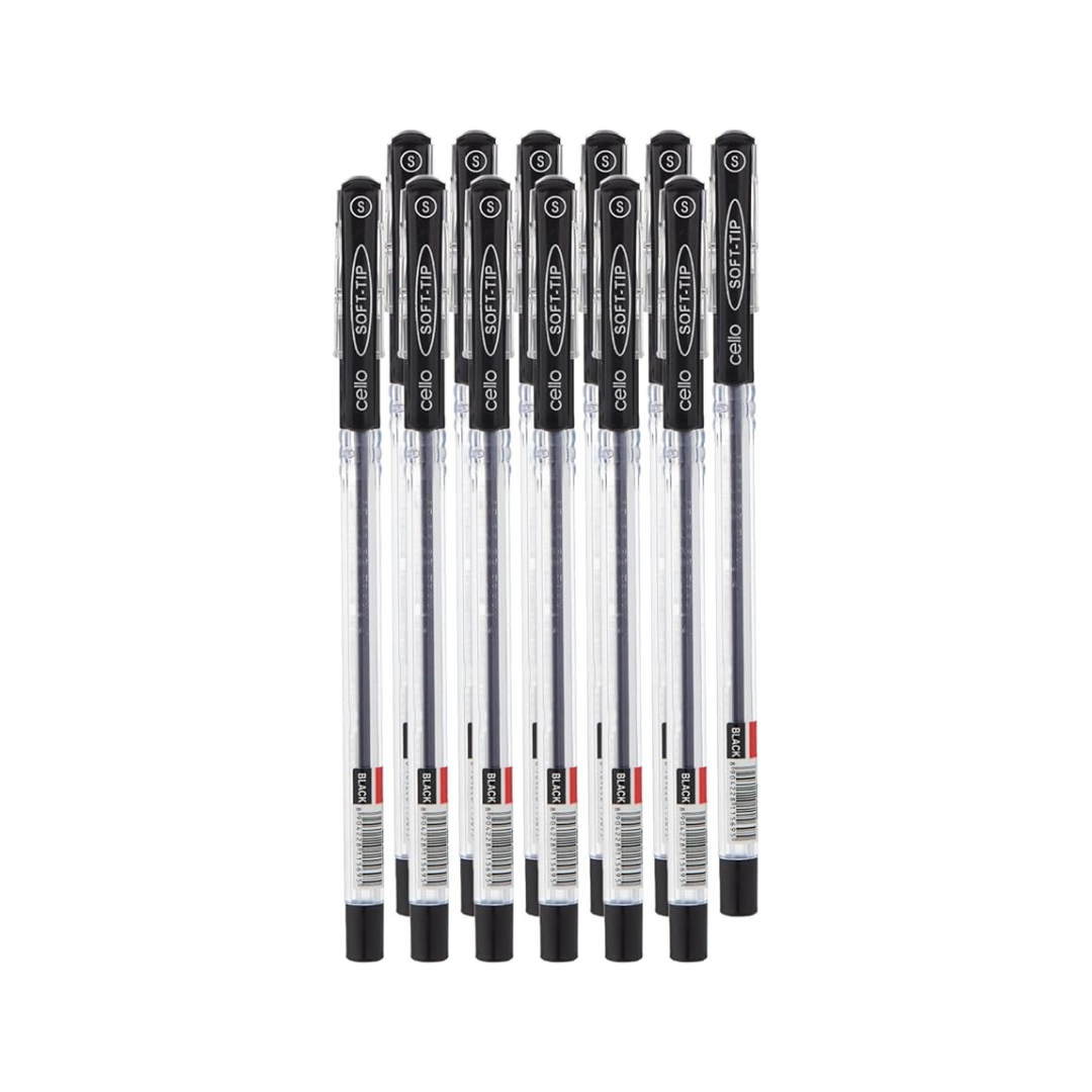 Cello Writing Instruments Cello Soft Tip Ball Pen 0.7Mm Box Of 12Pc Black – Bookworld UAE