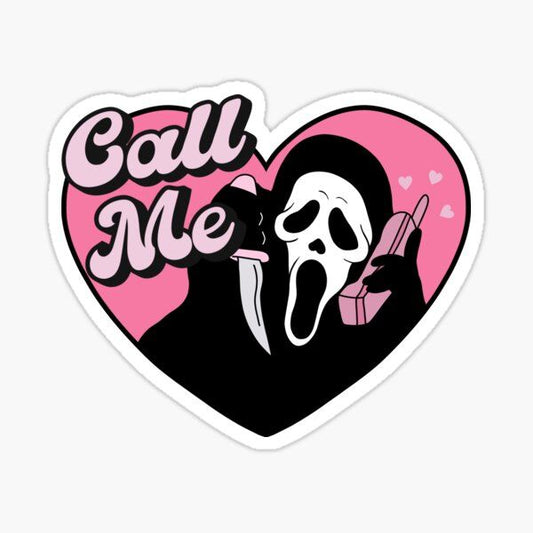 Ghostface Horror Sticker – “Call Me” | Horror, Thriller, Scary Movie Sticker