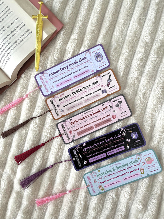 Book Club Bookmark Bundle | Dark Romance, Horror, Romantasy, Matcha & Books, Mystery Thriller Bookmarks