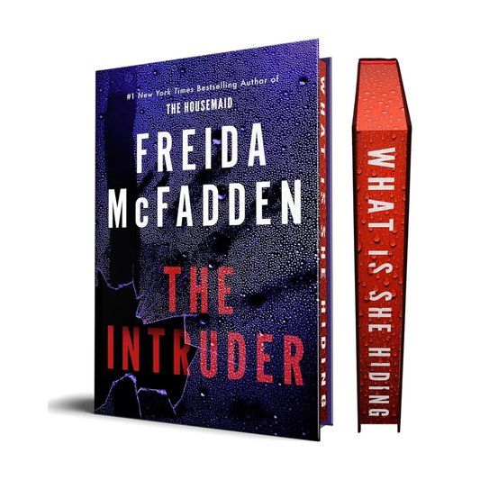 Book cover of 'The Intruder' by Freida McFadden with a red spine.