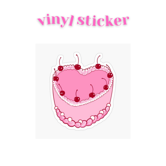 Cherry Heart Cake - Vinyl Sticker