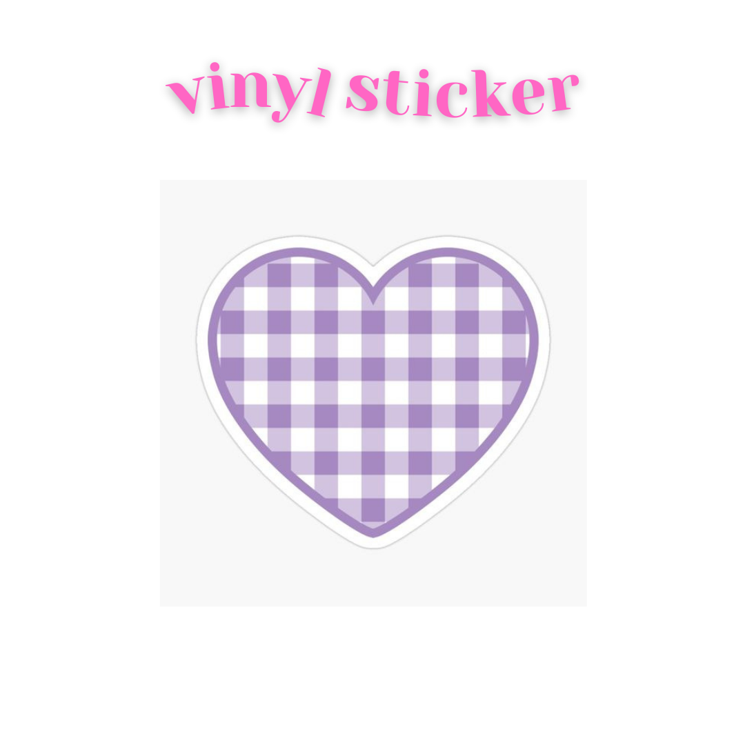 Purple Checks Heart - Vinyl Sticker